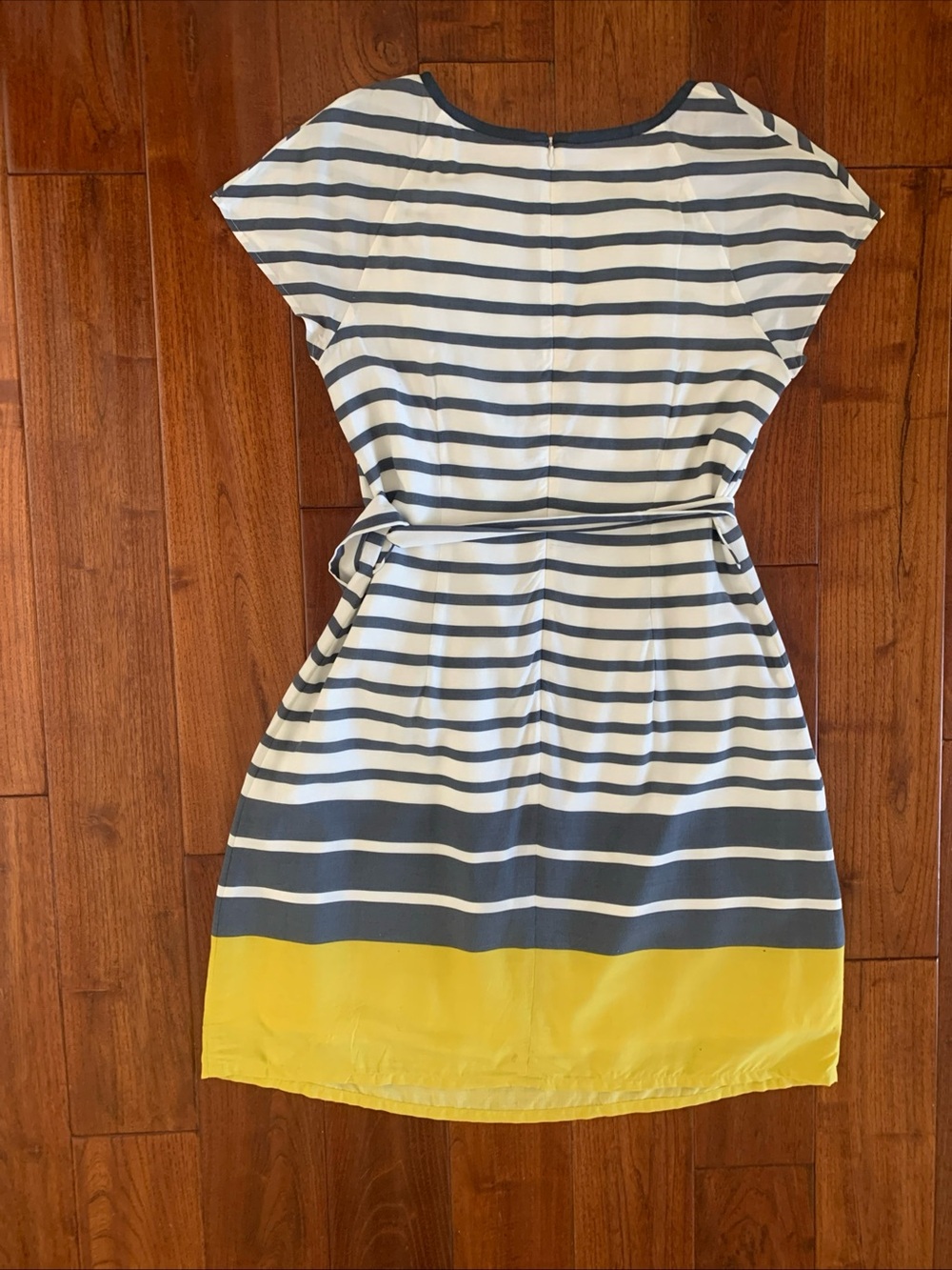 BODEN Dress Sz 10 Easy Day Lines Striped Grey White Yellow Fully Lined Nautical - Picture 11 of 15